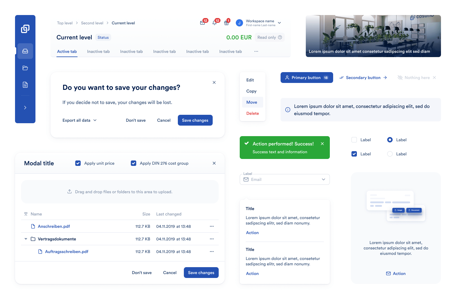 Some components in the new design system