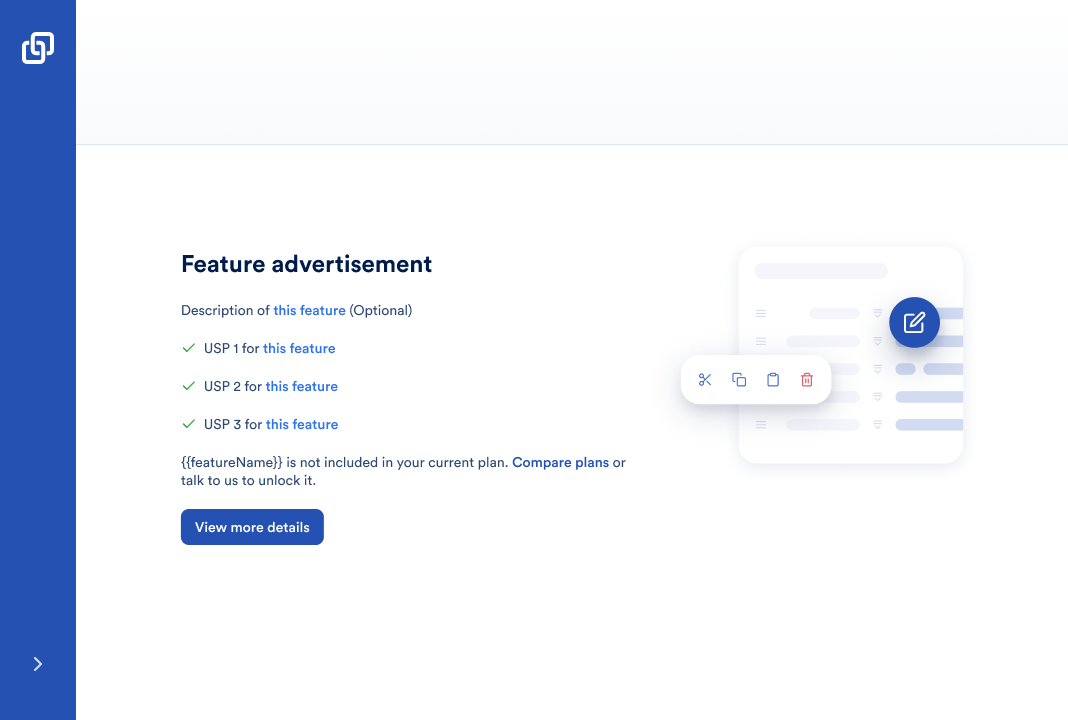 Design of the upgrade hint in empty states